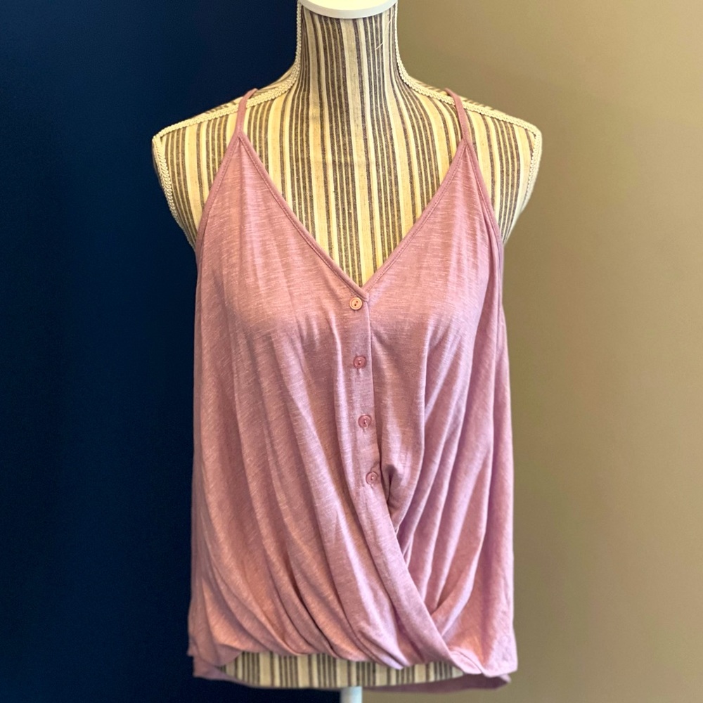 Lush Lilac Wrap Button Tank